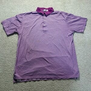 Peter Millar 100% Cotton Polo Shirt Men's Large Purple Stripes Short Sleeve